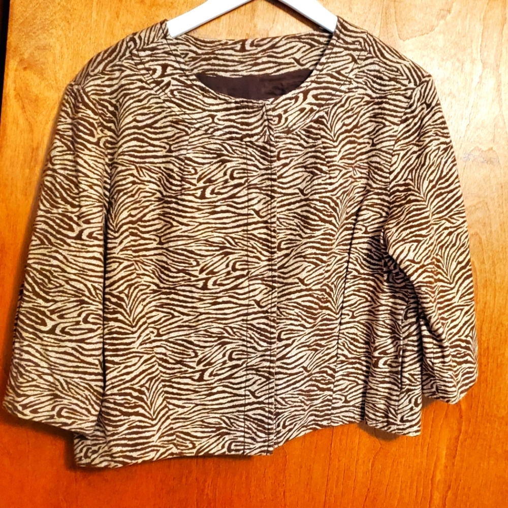 Michael Kors Brown Zebra Print Jacket in Size L